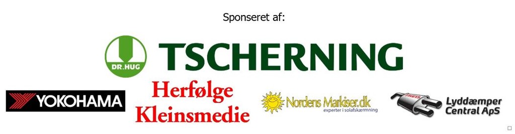 Oresund Rally er sponseret af Tscherning, Yokohama, Herfølge Kleinsmedie, Nordens Markiser samt Lyddæmper Central.